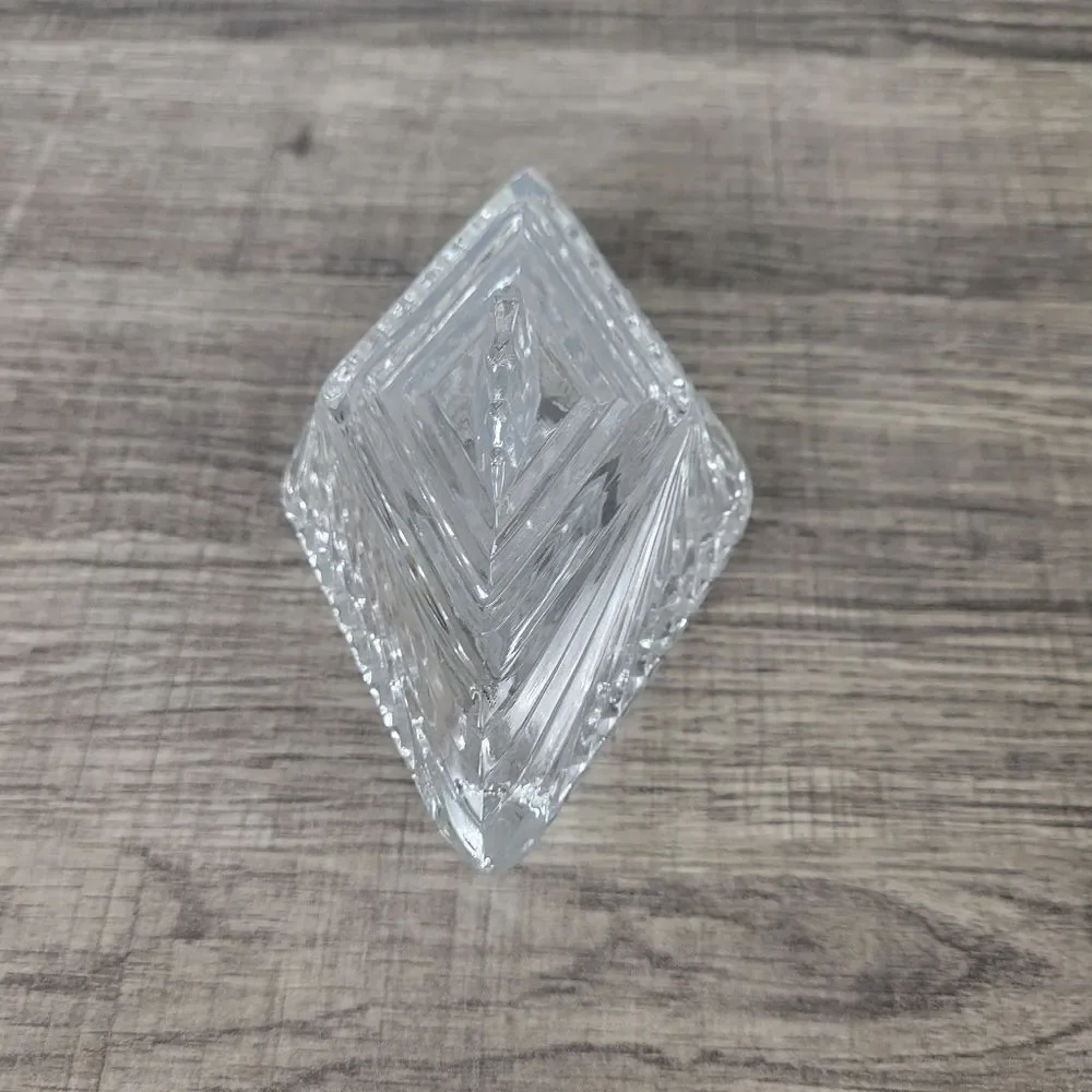 Clear Cut Glass Diamond‎ Shaped Trinket Box